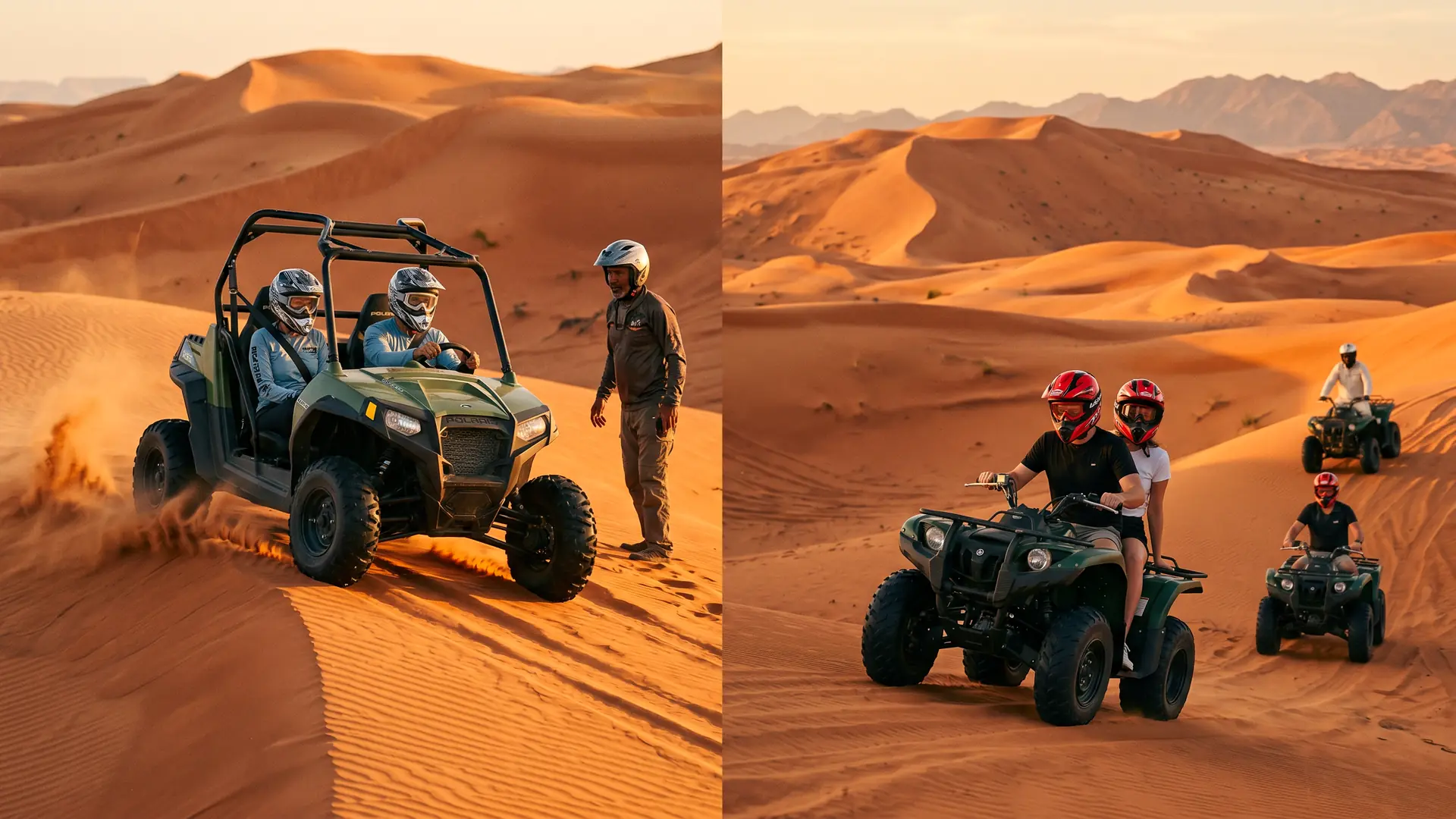 KTM dirt bike alongside a quad bike on the Dubai desert dunes